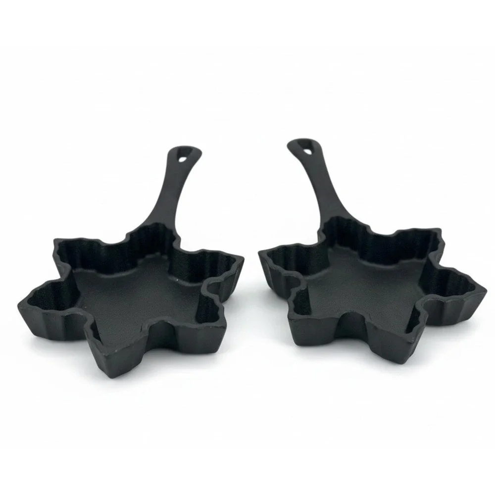 MasterClass Cast Iron Cookie Skillet Leaf Shape Set of 2 Heavy Pan